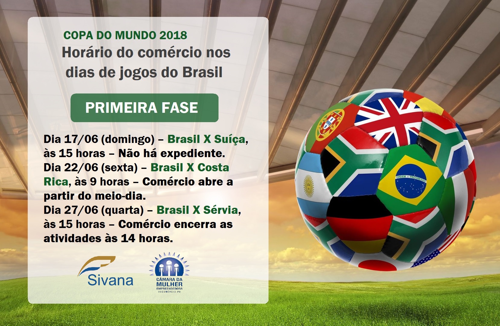 Copa do Mundo: Comércio atende em horário especial nos jogos do Brasil